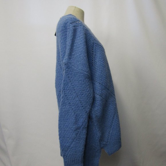 NWT Lulu’s Keep Cozy Dusty Blue Pointelle Knit Oversized Sweater Small - Picture 8 of 12